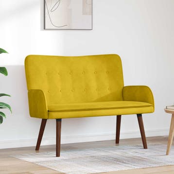 vidaXL 2-Zits Sofa Geel 115 x 61 x 87 cm Fluweel (V), Verzenden, Minder dan 150 cm, Stof, Nieuw