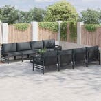 vidaXL Tuinbankenset met kussen 9 pcs Zwart Staal, Verzenden, Nieuw, Rvs