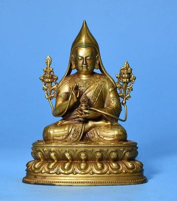 Zittend standbeeld van Meester Tsongkhapa - Koper -, Antiek en Kunst