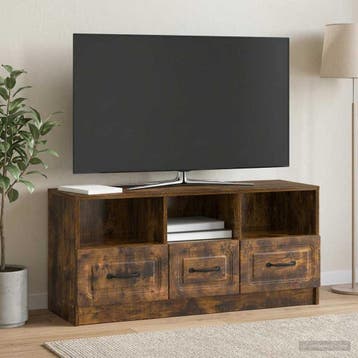 vidaXL TV-kast met lade Gerookt eiken 102 x 34,5 x 47 cm, Minder dan 50 cm, Verzenden, Nieuw, Minder dan 100 cm
