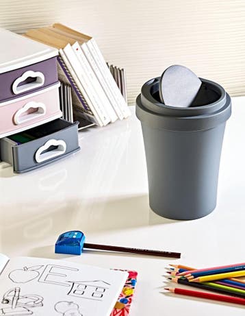 Tafelprullenbak met swingdeksel - Antraciet, Roze en Paars, Kunststof, Verzenden, Nieuw, Minder dan 10 liter
