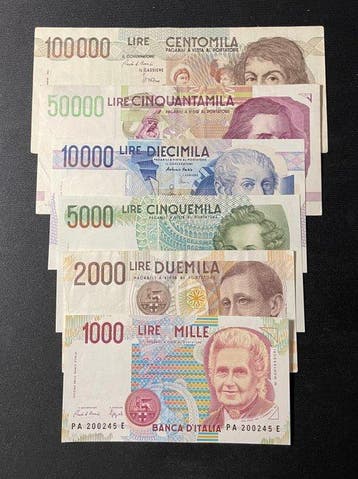 Italië. - 6 Banknotes - 1984/1994 (Zonder minimumprijs)