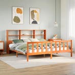 vidaXL Bed met boekenkast zonder matras grenenhout wasbruin, Huis en Inrichting, Slaapkamer | Bedden, Eenpersoons, Bruin, Verzenden