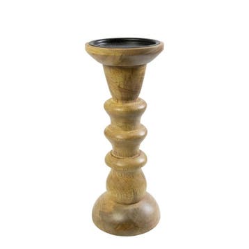 Kandelaar mango hout ringen 25cm, Verzenden, Nieuw