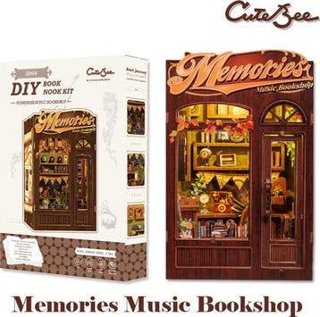 CuteBee Book Nook Memories Music Bookshop – Houten 3D Puz., Hobby en Vrije tijd, Modelbouw | Figuren en Diorama's, Verzenden, Nieuw