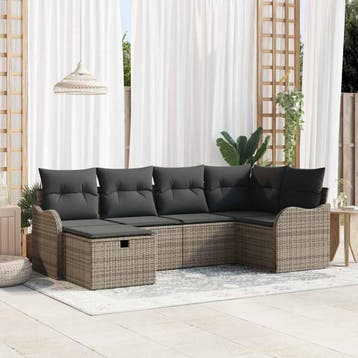 vidaXL Tuin Sofa Set 6 st Poly riet, Verzenden, Nieuw, Rotan, 6 zitplaatsen