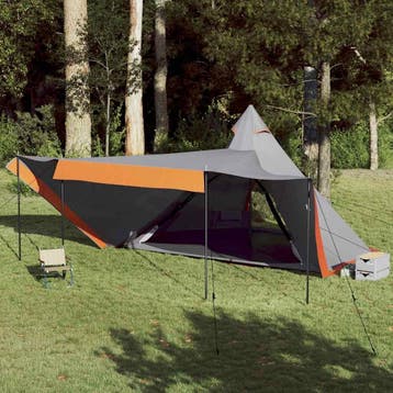 vidaXL Tipitent 8-persoons waterdicht grijs en oranje, Caravans en Kamperen, Verzenden, Nieuw, Tot en met 2