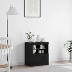 vidaXL LED Sideboard Zwart 60,5 x 37 x 67 cm Bewerkt hout, Huis en Inrichting, Kasten | Buffetkasten, Minder dan 50 cm, Verzenden