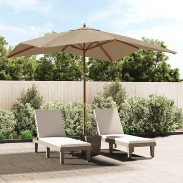 vidaXL Parasol met houten paal 300x300x273 cm taupe, Verzenden, Nieuw, 3 tot 4 meter