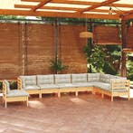 vidaXL 8-delige Loungeset met crèmekleurige kussens massief, Tuin en Terras, Tuinsets en Loungesets, Verzenden, Nieuw, 8 zitplaatsen