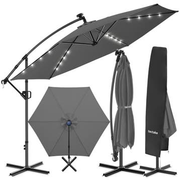 Parasol Artemis, 360° draaibaar, LED-solar, 3,5 x 3,5 m, Verzenden, Nieuw