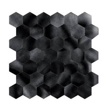 Zelfklevend Mozaïek Hexagon Gun Metal Black, Nieuw