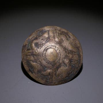 Chimu, Peru Zilver Tamba - oorbel. Ø 4,5 cm. 1100 - 1400