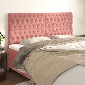 vidaXL Hoofdbord roze 180x7x118/128 cm fluweel, Verzenden, Nieuw, Stof