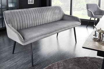 Design bank TURIN 160cm zilvergrijs fluweel zwart metalen, Huis en Inrichting, Banken | Bankstellen, Ophalen of Verzenden, Nieuw