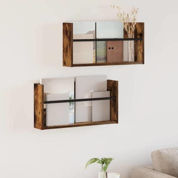 vidaXL Tijdschrift Rek 2 st Gerookt eiken 60 x 12 x 30 cm, Verzenden, Nieuw