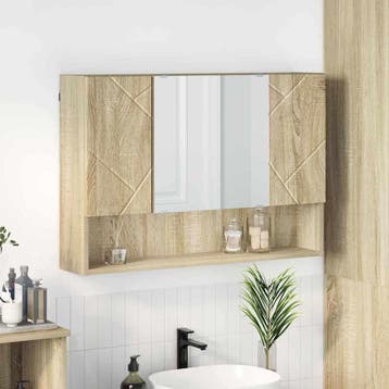 vidaXL Spiegelkast Sonoma Eiken 80 x 17 x 55 cm Bewerkt hout, Verzenden, Nieuw