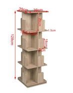 Draaibare 3-Laags Boekenkast – 360° MDF Opbergrek 97 cm, Verzenden, Nieuw