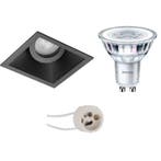 Dimbare 3W LED Spot Set - Kantelbare Mat Zwarte Vierkante In, Ophalen of Verzenden, Nieuw