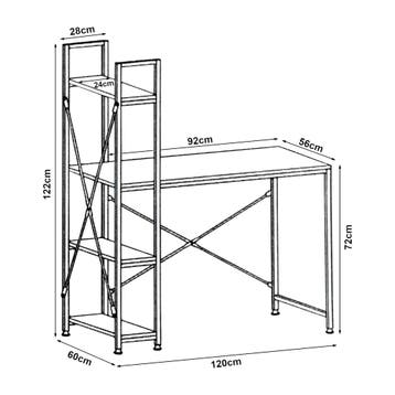 Bureau Stavanger met 4 planken 120x64x122 cm wit, Verzenden, Nieuw