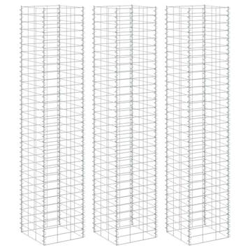 vidaXL Schanskorf plantenbakken 3 st verhoogd 30x30x200 cm, Tuin en Terras, Verzenden, Minder dan 60 cm, Nieuw, Metaal