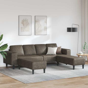 vidaXL Woonkamer Bank 3 st Donkergrijs, Huis en Inrichting, Verzenden, Nieuw, Kunststof, Minder dan 150 cm