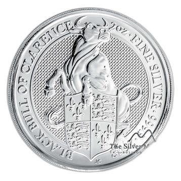 Zilveren munt Queens Beasts Black Bull 2018 2 troy ounce, Postzegels en Munten, Verzenden