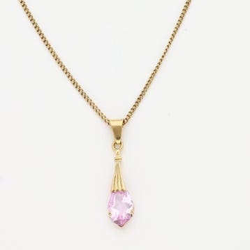 Halsketting - 14 karaat Geel goud - Saffier, Sieraden, Tassen en Uiterlijk, Kettingen, Nieuw