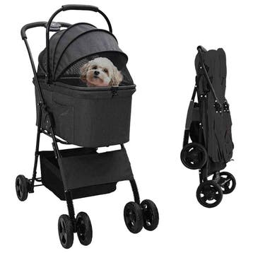 vidaXL Opvouwbare Huisdierenwagen Zwart 81 x 47 x 99 cm, Dieren en Toebehoren, Verzenden, Nieuw