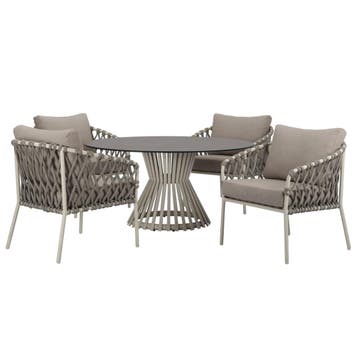 Amalfi Pasadena low dining tuinset 5 delig zand, Ophalen of Verzenden, Nieuw