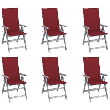 vidaXL Tuinstoelen 6 st verstelbaar met kussens massief, Tuin en Terras, Verzenden, Nieuw, Hout
