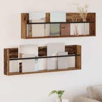 vidaXL Tijdschrift Rek 2 pcs Oudhout 100 x 12 x 30 cm, Huis en Inrichting, Woonaccessoires | Krantenbakken en Lectuurbakken, Verzenden