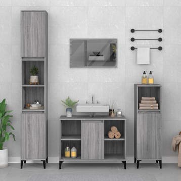 vidaXL Wastafelkast 80x33x60 cm bewerkt hout grijs sonoma, Verzenden, Nieuw