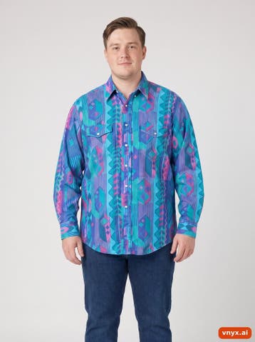 Wrangler Casual Shirt Heren maat L Turquoise Vintage, Ophalen of Verzenden, Nieuw