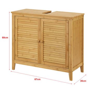 [en.casa] Wastafelonderkast Värmdö 60x67x30 cm bamboe, Verzenden, Nieuw