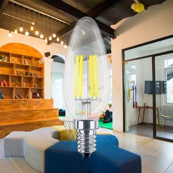LED Lamp E14 Kaars Filament - Brinton - Helder 4W 470lm -, Ophalen of Verzenden, Nieuw, E14 (klein), Led-lamp