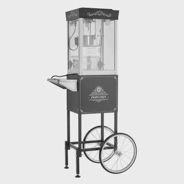 Professionele Popcornmachine met Kar, 800W, 48 Koppen, Zwart, Verzenden, Nieuw