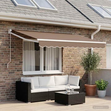 vidaXL Vervangend zonneschermdoek voor 5x3 m Taupe Polyester, Verzenden, Nieuw