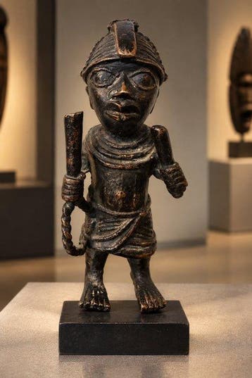 Benin bronzen figuur - Edo - Nigeria (Zonder minimumprijs)