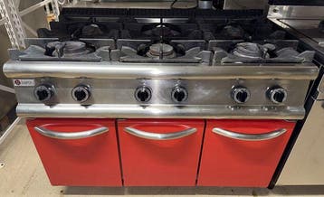 Baron Gasfornuis met 6 branders, B120 x D72 x H84cm, Zakelijke goederen, Horeca | Keukenapparatuur, Gebruikt