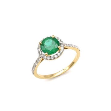 Verlovingsring - 18 karaat Geel goud - 1.68ct. tw. Smaragd -