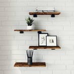vidaXL Wandschappen 4 st 40x20x1,5 cm bewerkt hout gerookt, Huis en Inrichting, Verzenden, Nieuw