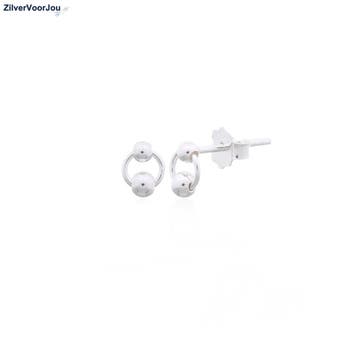 Zilveren mini cirkel en bal studs, Verzenden, Nieuw, Zilver