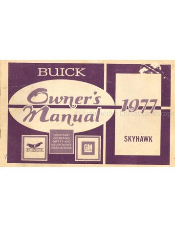 1977 BUICK SKYHAWK INSTRUCTIEBOEKJE ENGELS