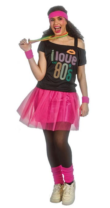 I Love 80s Verkleedset Fuchsia Jessica (7-delig), Ophalen of Verzenden, Nieuw