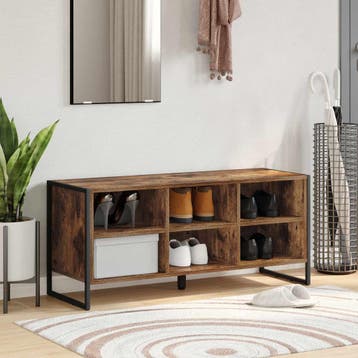vidaXL Schoenenkast 100 x 35 x 44 cm Bewerkt hout Rook Eik, Verzenden, Nieuw
