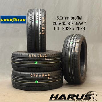 205/45/17 88W * Goodyear zomerbanden 5,8mm profiel 4X, Gebruikt, 17 inch, Band(en), Personenwagen