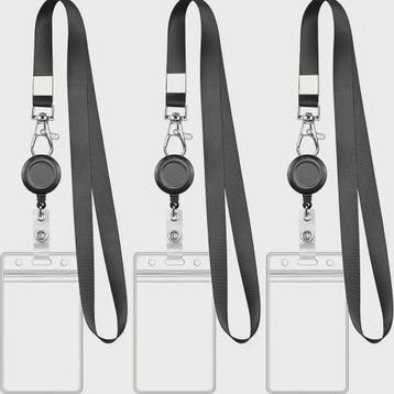 Zwarte Badgehouder Set met Intrekbare Lanyard, Waterdichte K, Verzenden, Nieuw