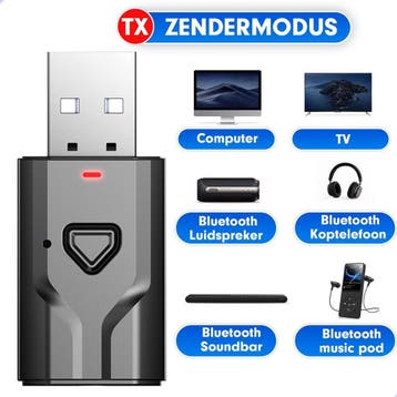 2 in 1 USB Bluetooth 5.0 Zender en Ontvanger - Bereik tot 15, Audio, Tv en Foto, Ophalen of Verzenden, Zo goed als nieuw