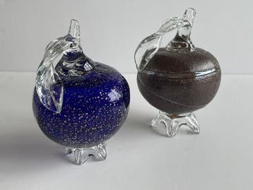 Decoratief ornament (2) - Pair of Vintage Italian Hand-Blown, Antiek en Kunst